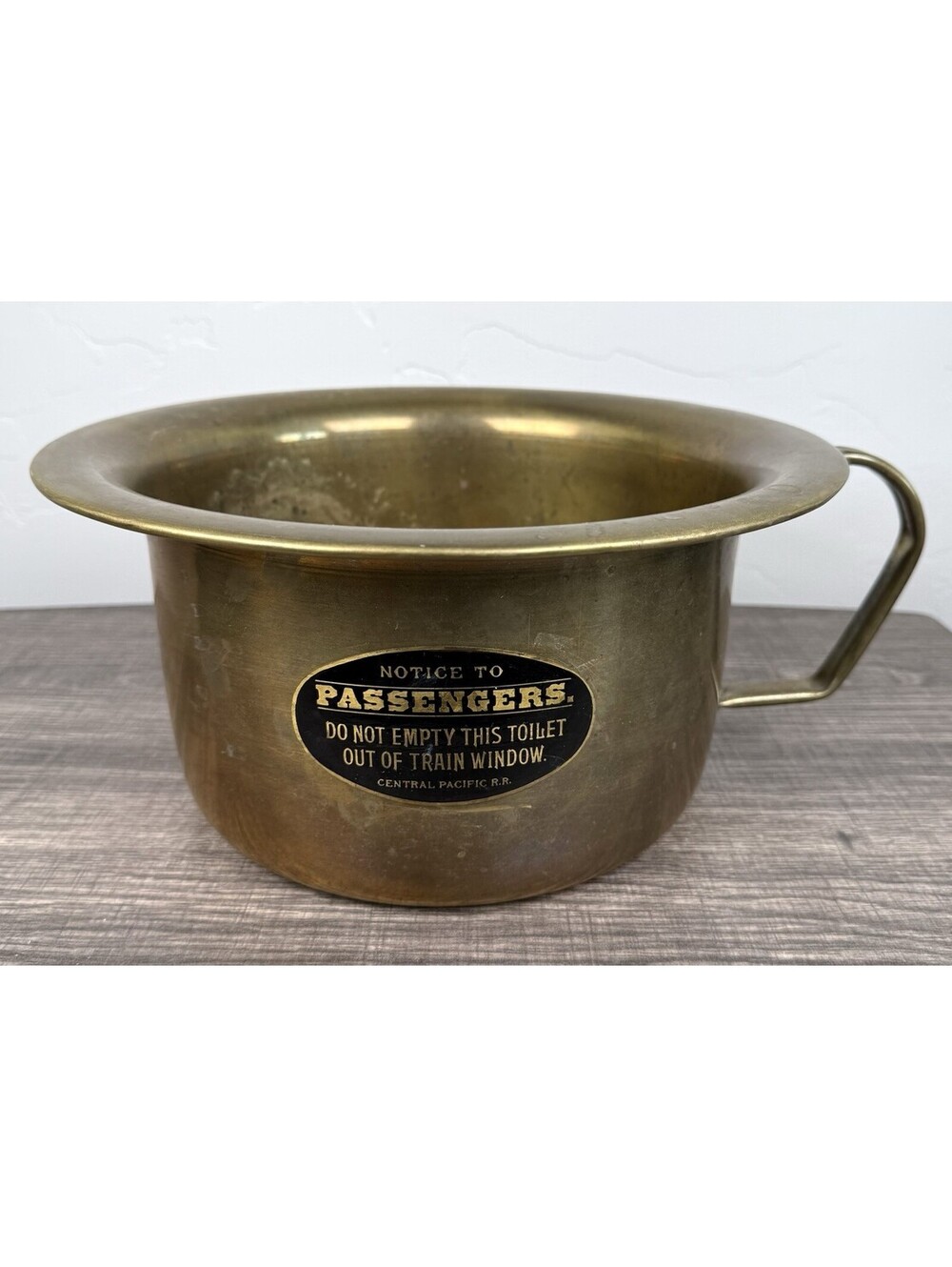 Vintage Brass Chamber Pot Central Pacific RR Train Toilet Bucket Railroad Decor